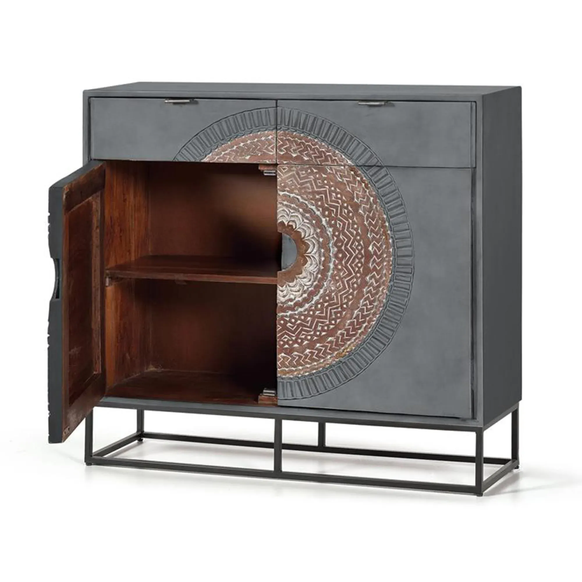 Lytton Small 2 Door Sideboard - Grey, Mango Wood