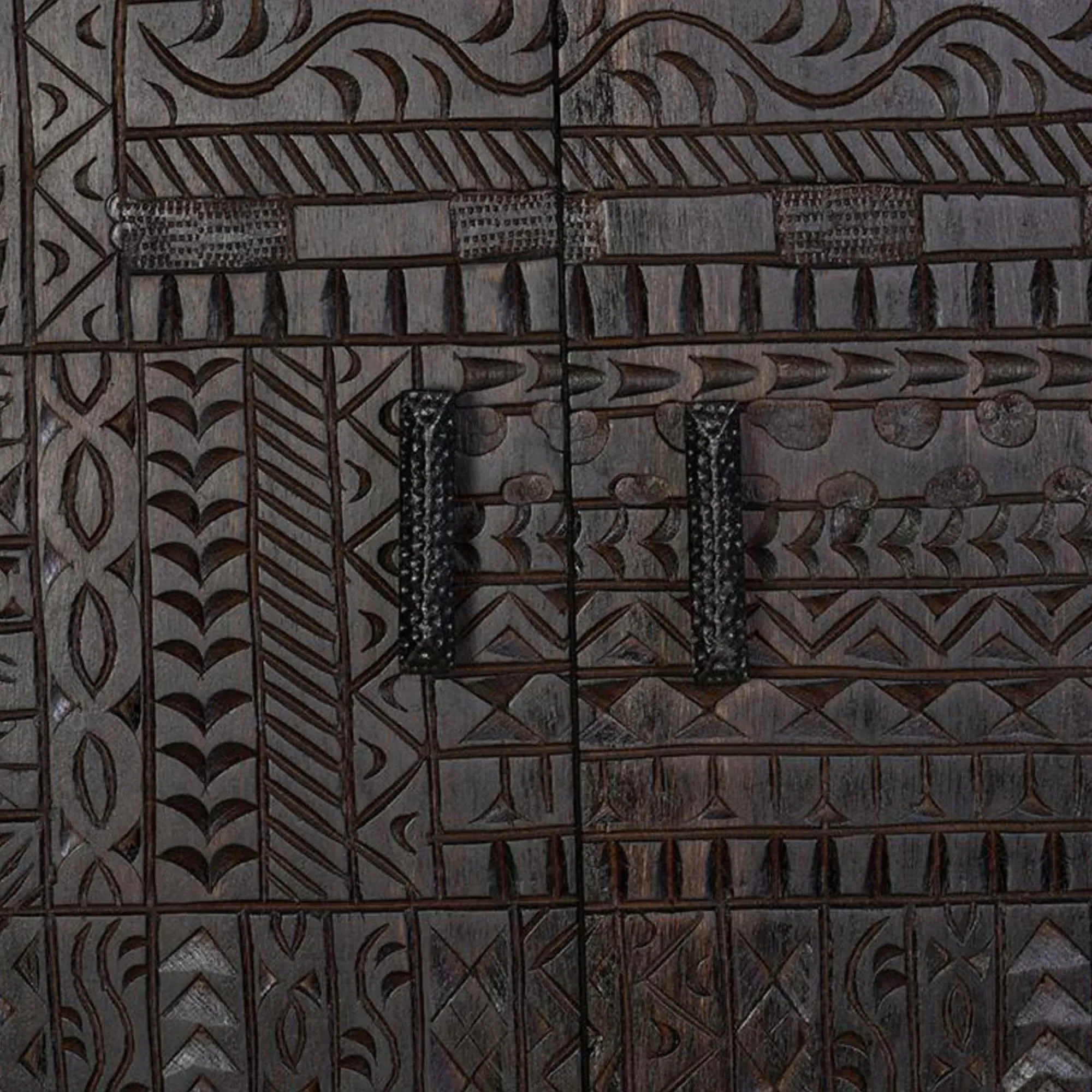 Macedonia Carved 2 Door Small Sideboard - Dark Walnut, Mango Wood