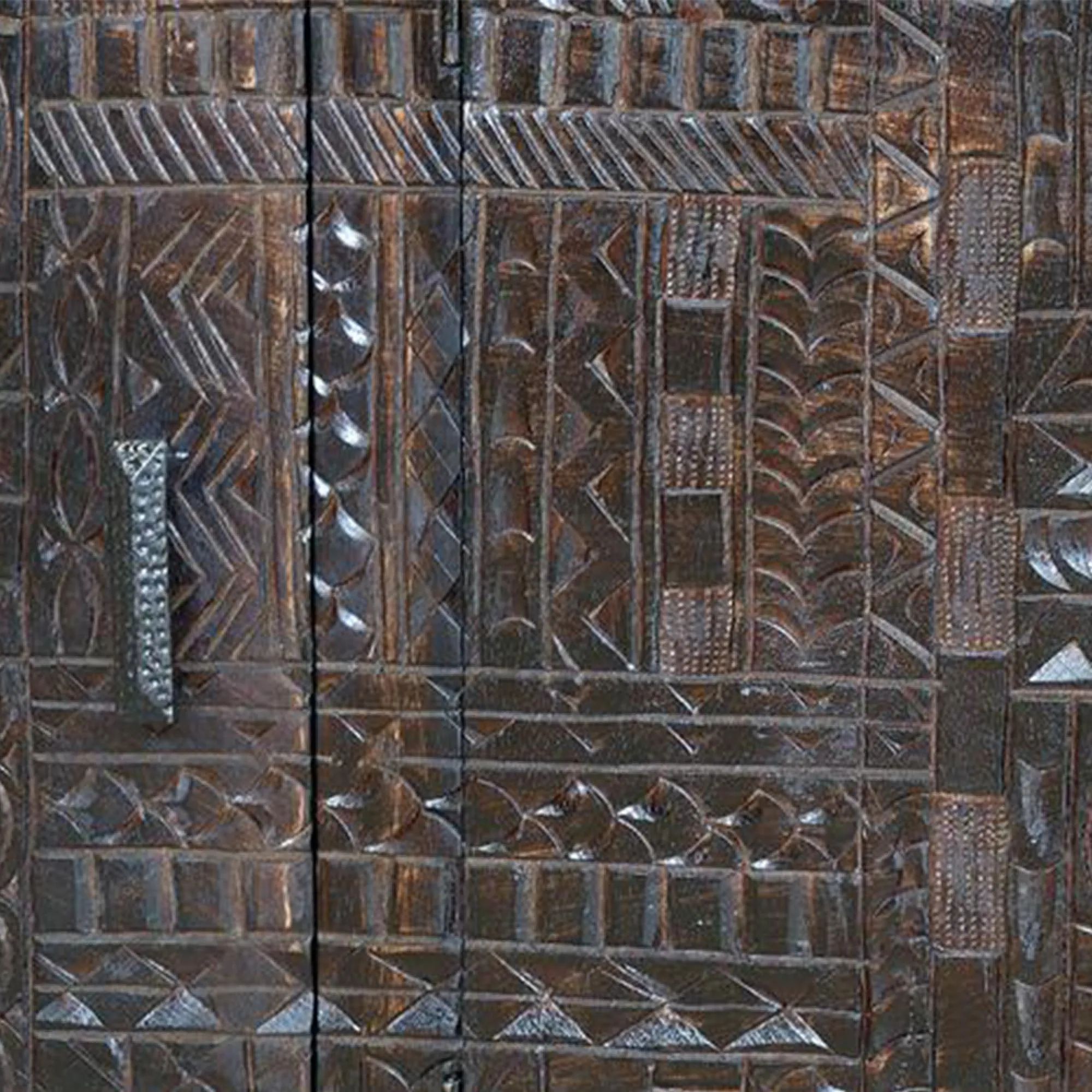 Macedonia Carved 3 Door Medium Sideboard - Dark Walnut, Mango Wood