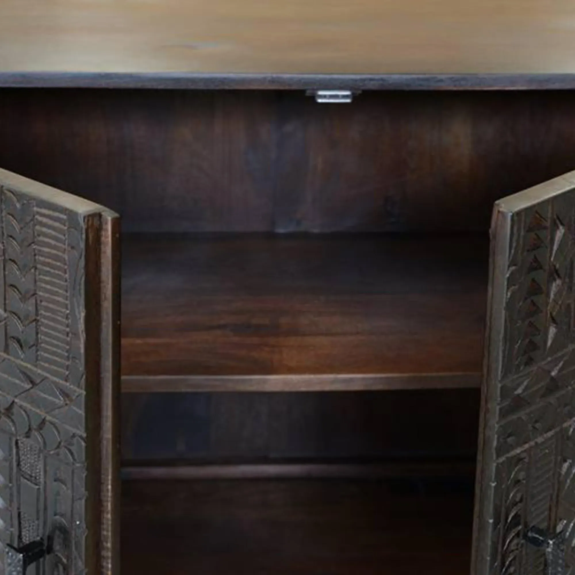 Macedonia Carved 4 Door Sideboard - Dark Walnut, Mango Wood