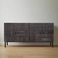Macedonia Carved 4 Door Sideboard - Dark Walnut, Mango Wood