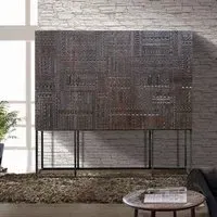 Macedonia Carved Large 4 Door Hall Cabinet - Dark Walnut