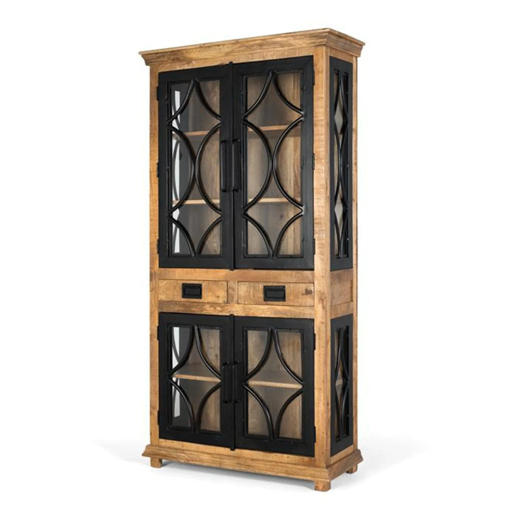 Maci 4 Door Display Cabinet - Natural, Mango Wood