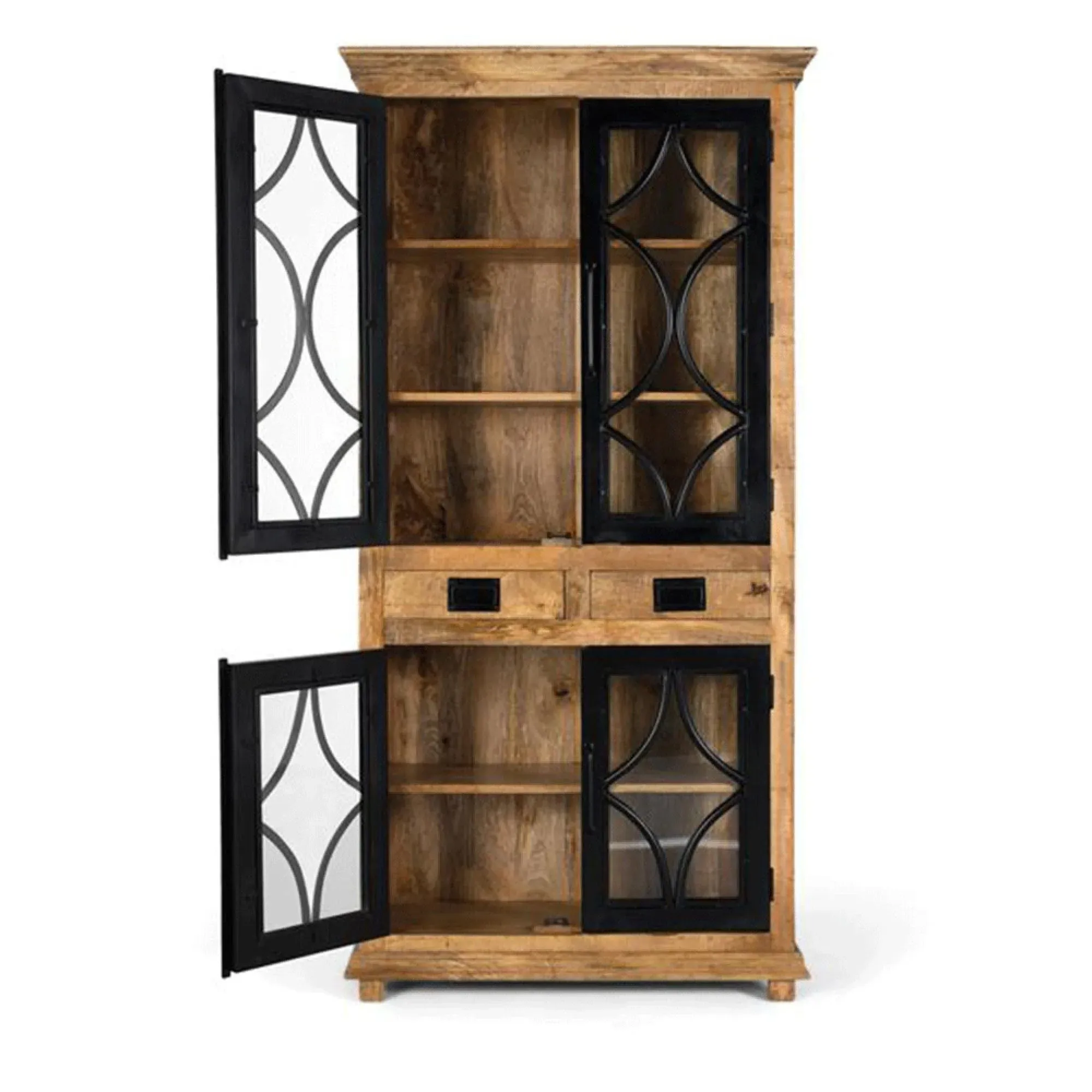 Maci 4 Door Display Cabinet - Natural, Mango Wood