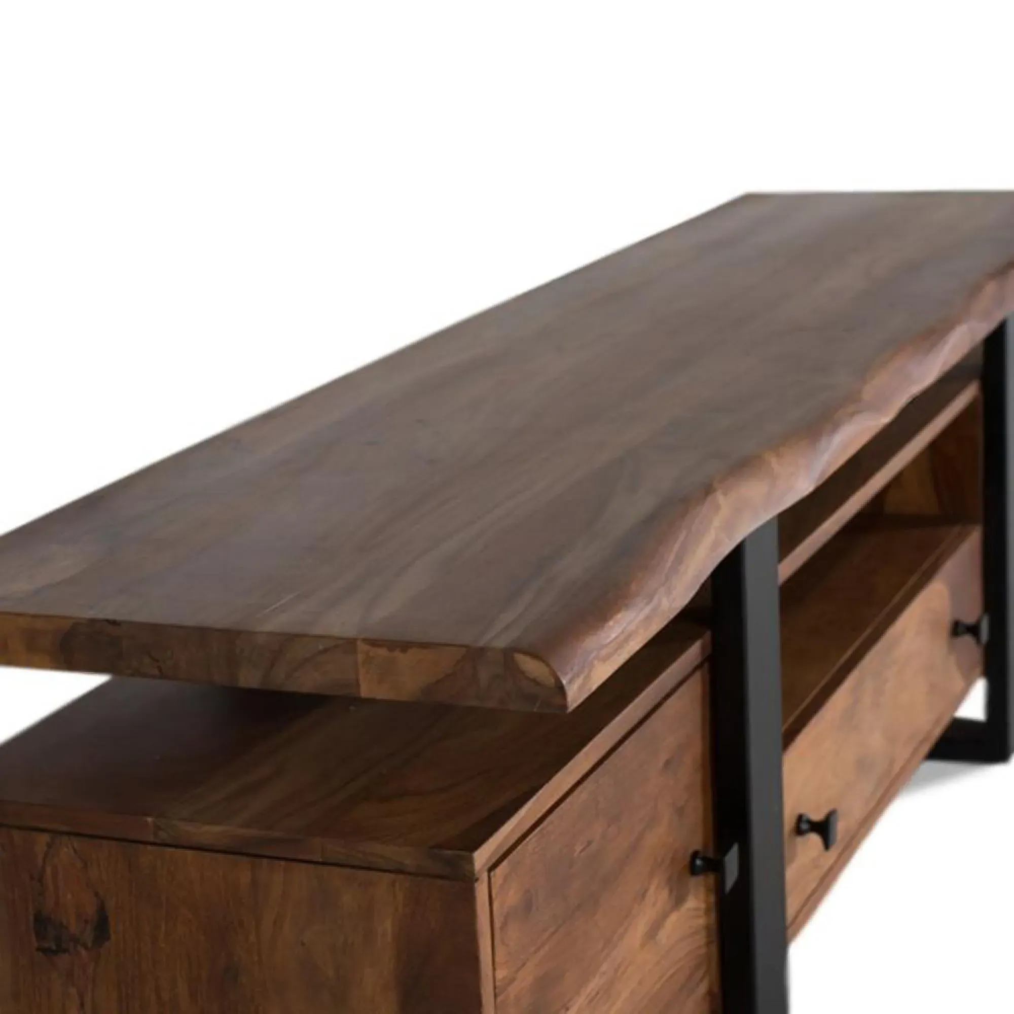 Mangwena Large TV Unit with Storage - Walnut, Reclaimed Wood