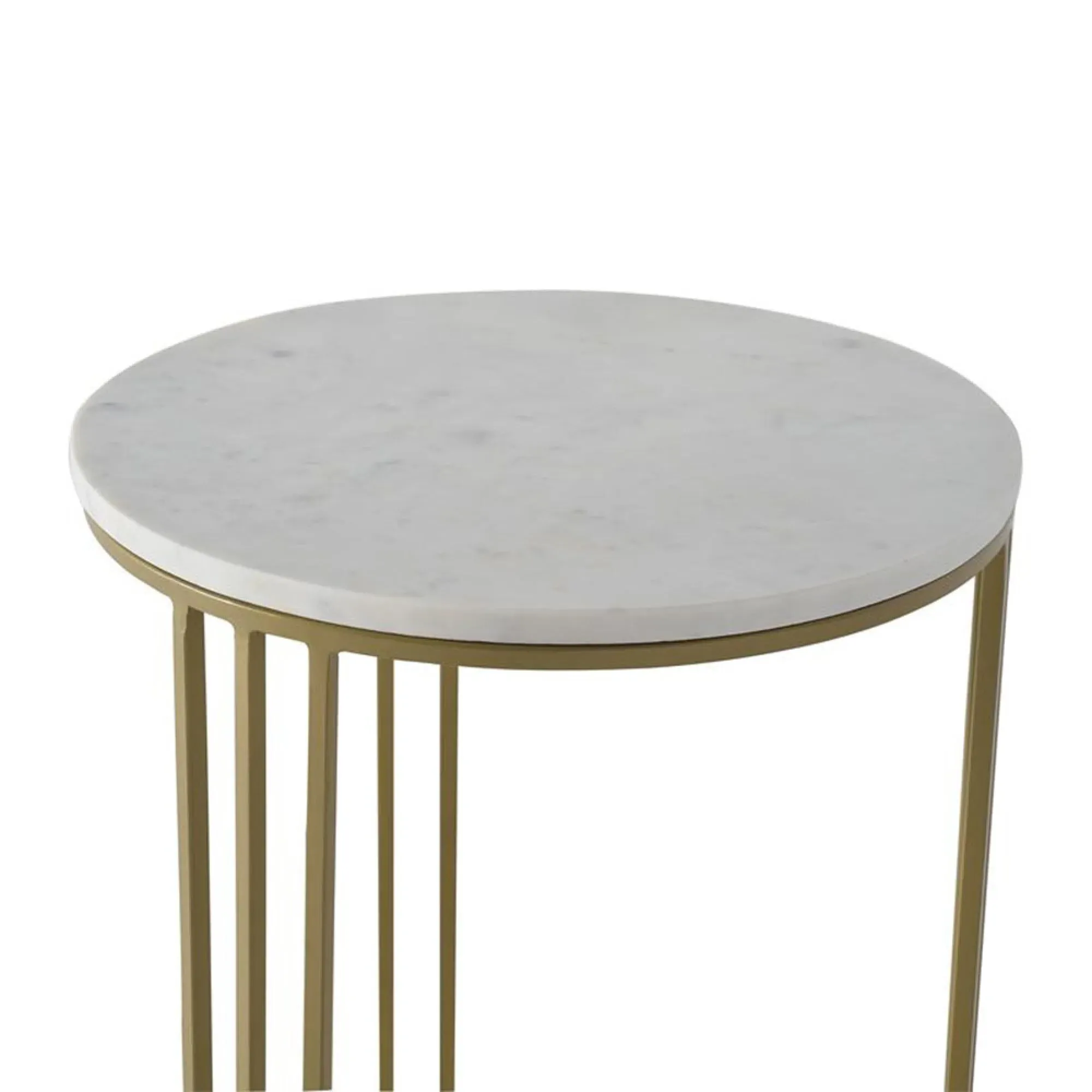 Matassi Round Side Table - White, Marble