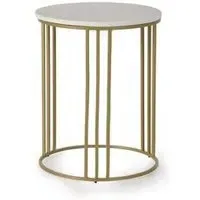 Matassi Round Side Table - White, Marble