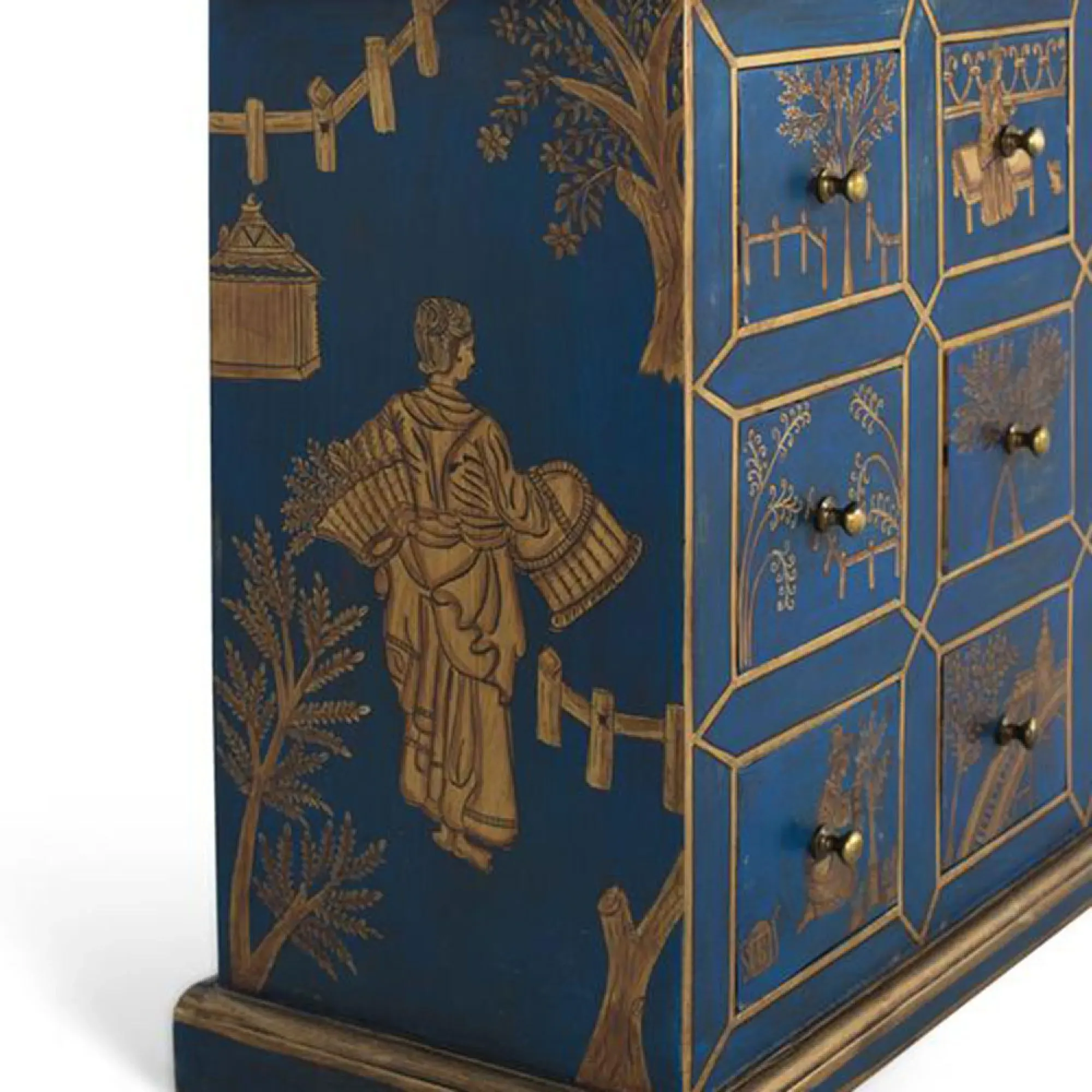 Matera Multi Drawer Chest - Blue, Mango Wood