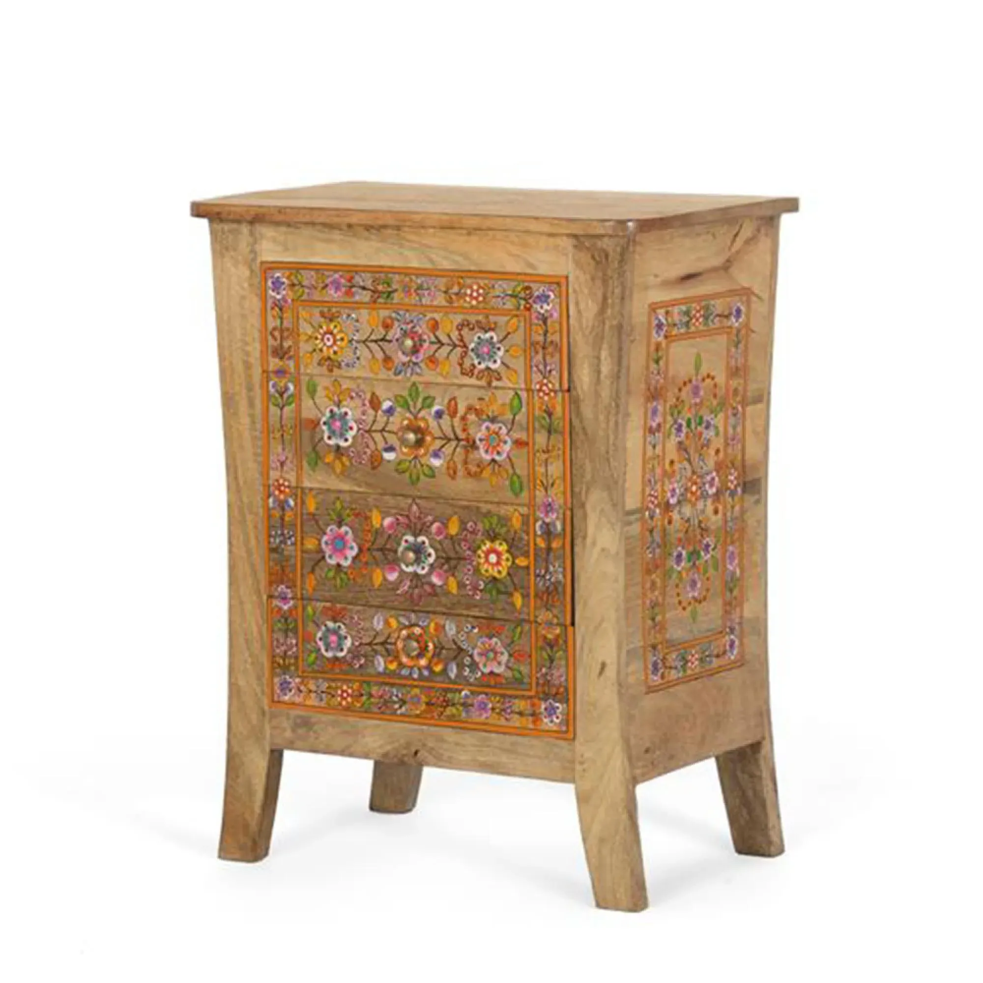 Matilda 4 Drawer Bedside Table - Multicolour, Mango Wood