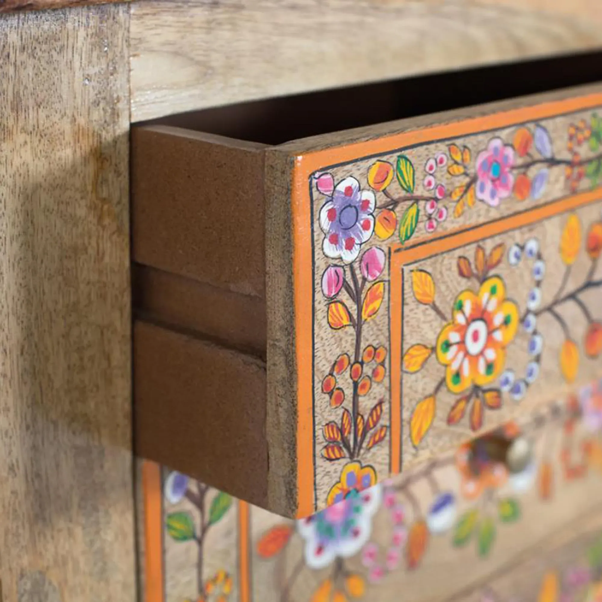 Matilda 4 Drawer Bedside Table - Multicolour, Mango Wood