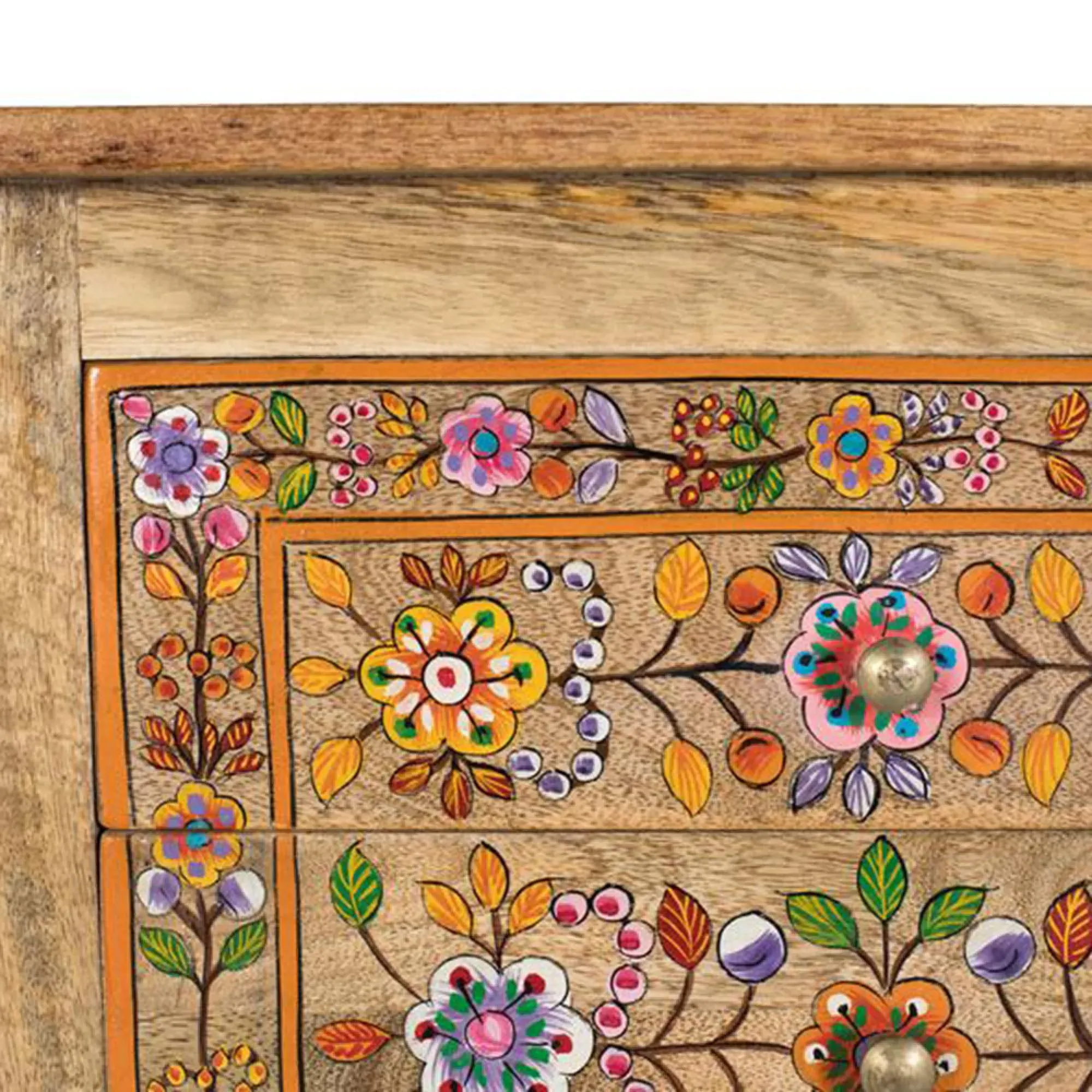 Matilda 4 Drawer Bedside Table - Multicolour, Mango Wood