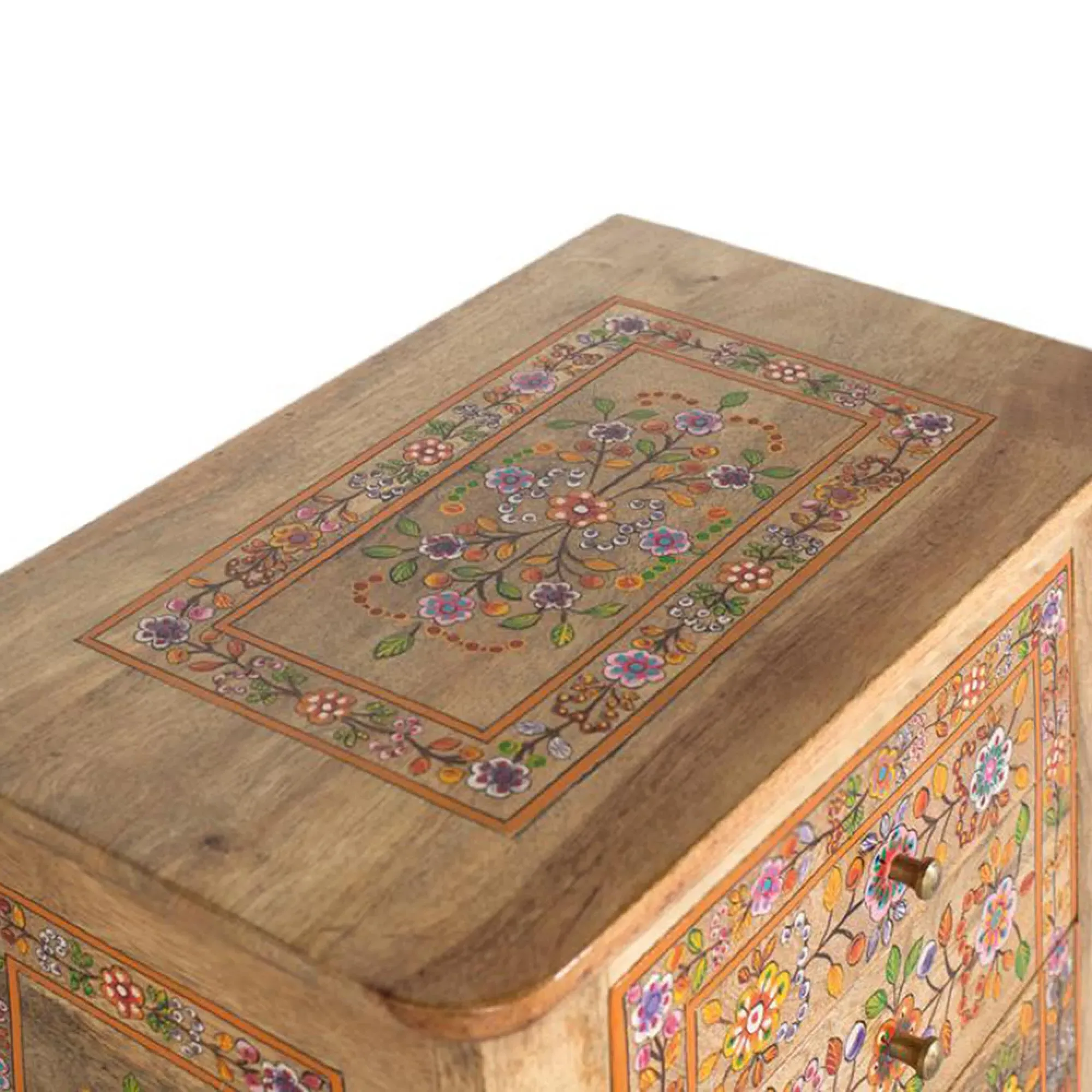 Matilda 4 Drawer Bedside Table - Multicolour, Mango Wood