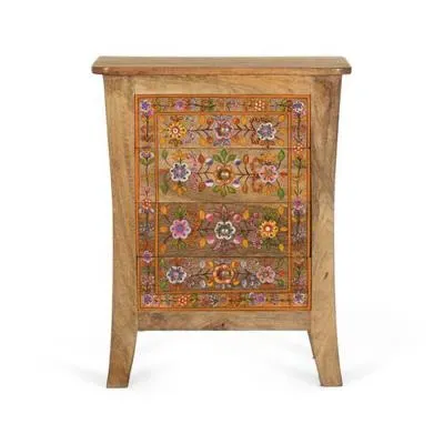 Matilda 4 Drawer Bedside Table - Multicolour, Mango Wood image