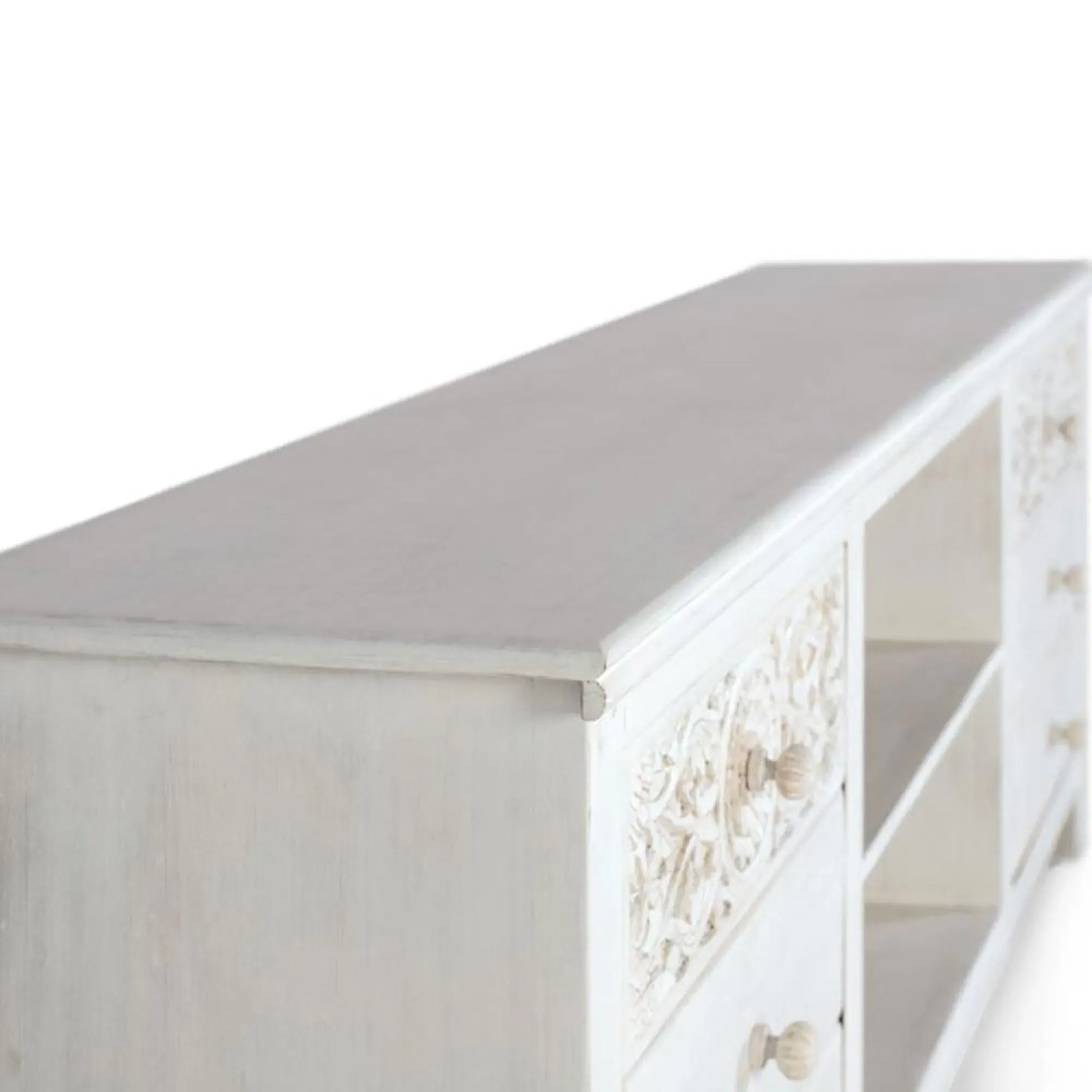 Medio Large TV Unit - White, Mango Wood