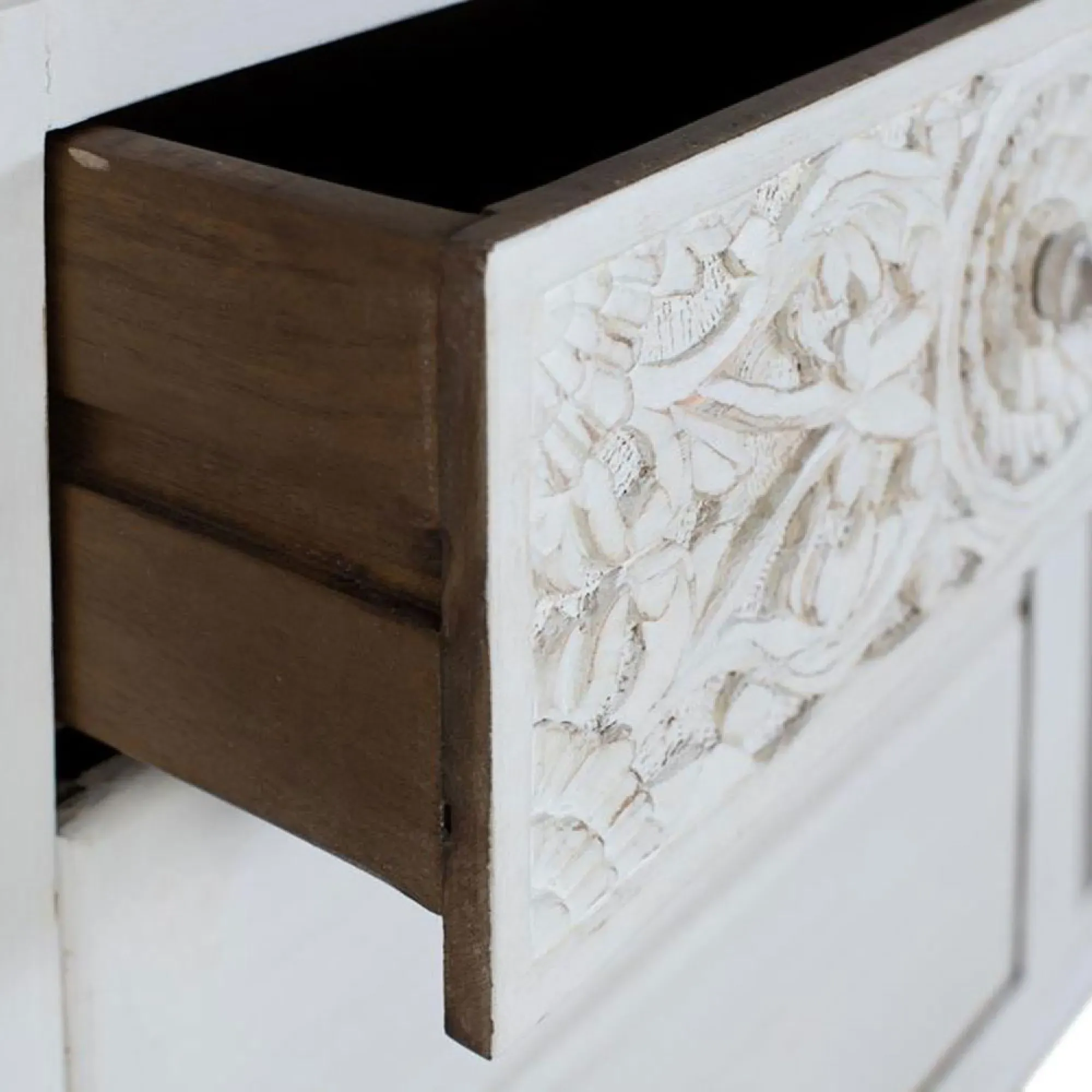 Medio Large TV Unit - White, Mango Wood