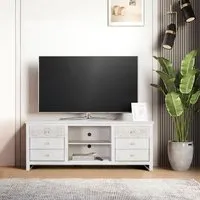 Medio Large TV Unit - White, Mango Wood