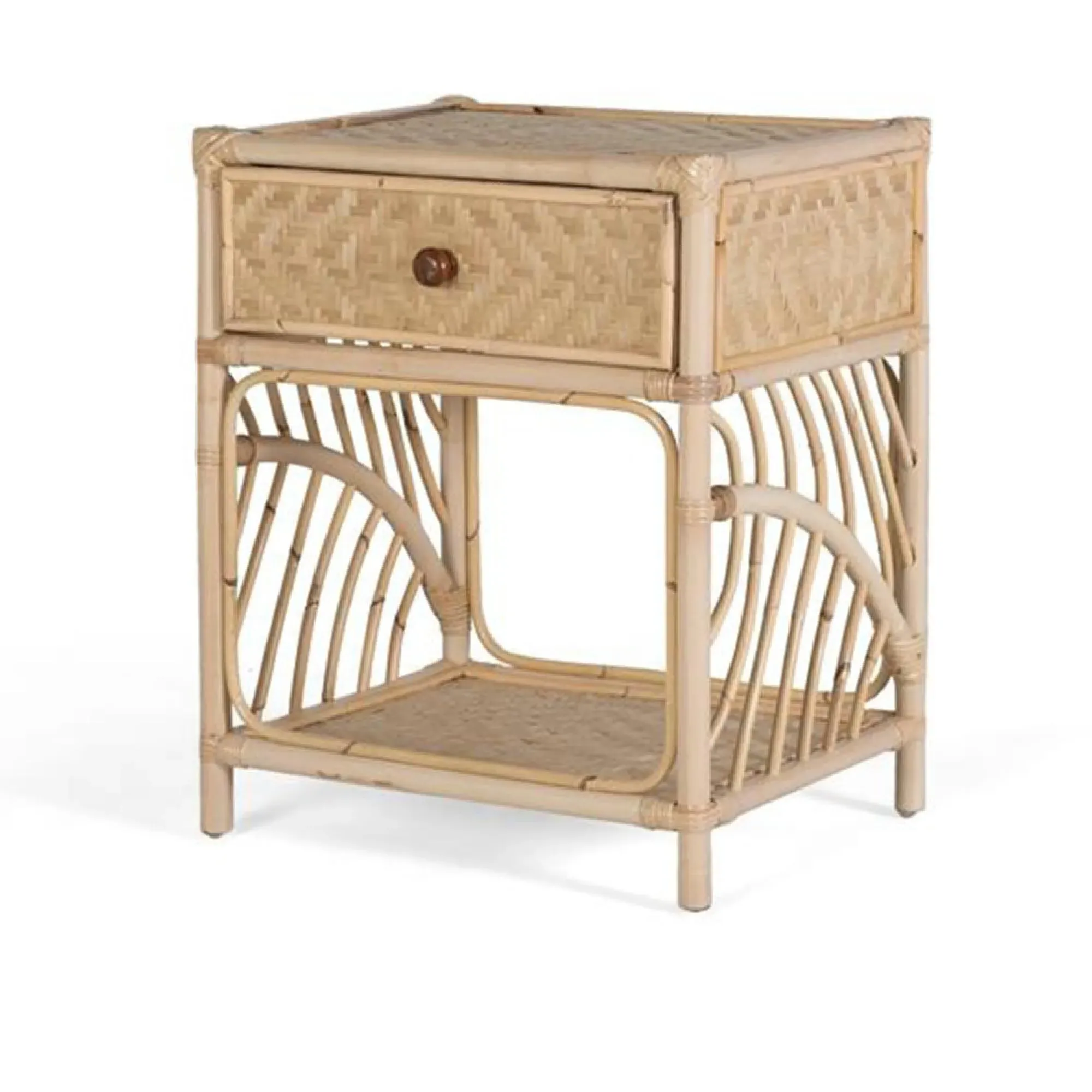 Mesevle 1 Drawer Bedside Table - Natural, Rattan