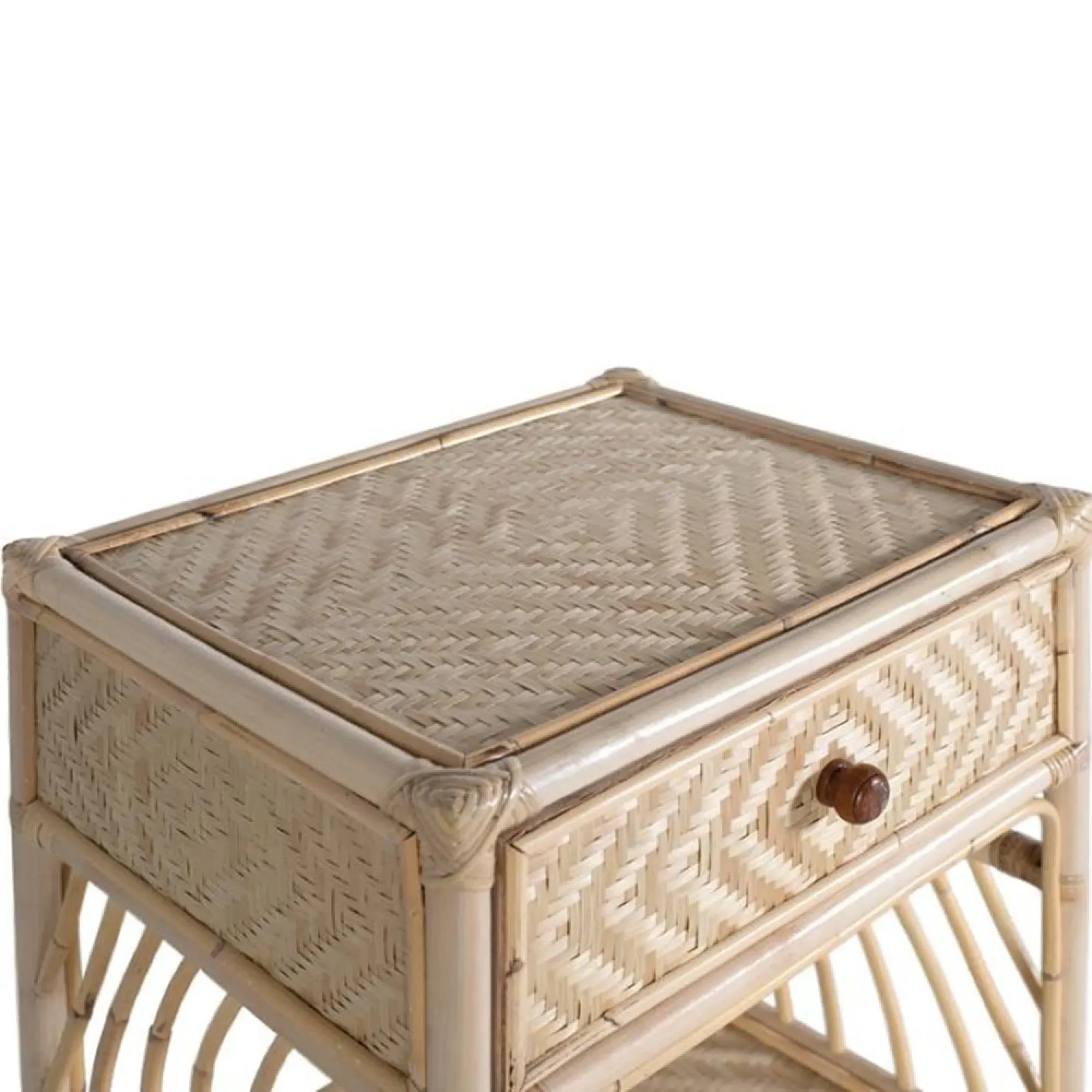 Mesevle 1 Drawer Bedside Table - Natural, Rattan