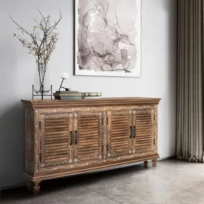 Milan 4 Door Sideboard - Natural, Mango Wood image