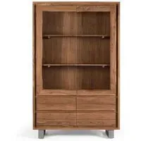 Monza 2 Door Wide Display Cabinet - Natural, Acacia Wood