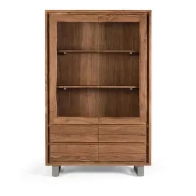 Monza 2 Door Wide Display Cabinet - Natural, Acacia Wood image