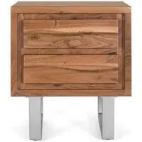 Monza 2 Drawer Bedside Cabinet - Natural, Acacia Wood