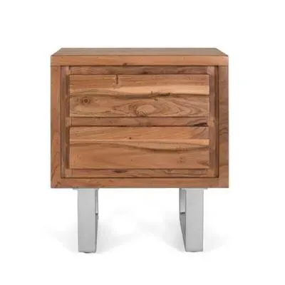 Monza 2 Drawer Bedside Cabinet - Natural, Acacia Wood image