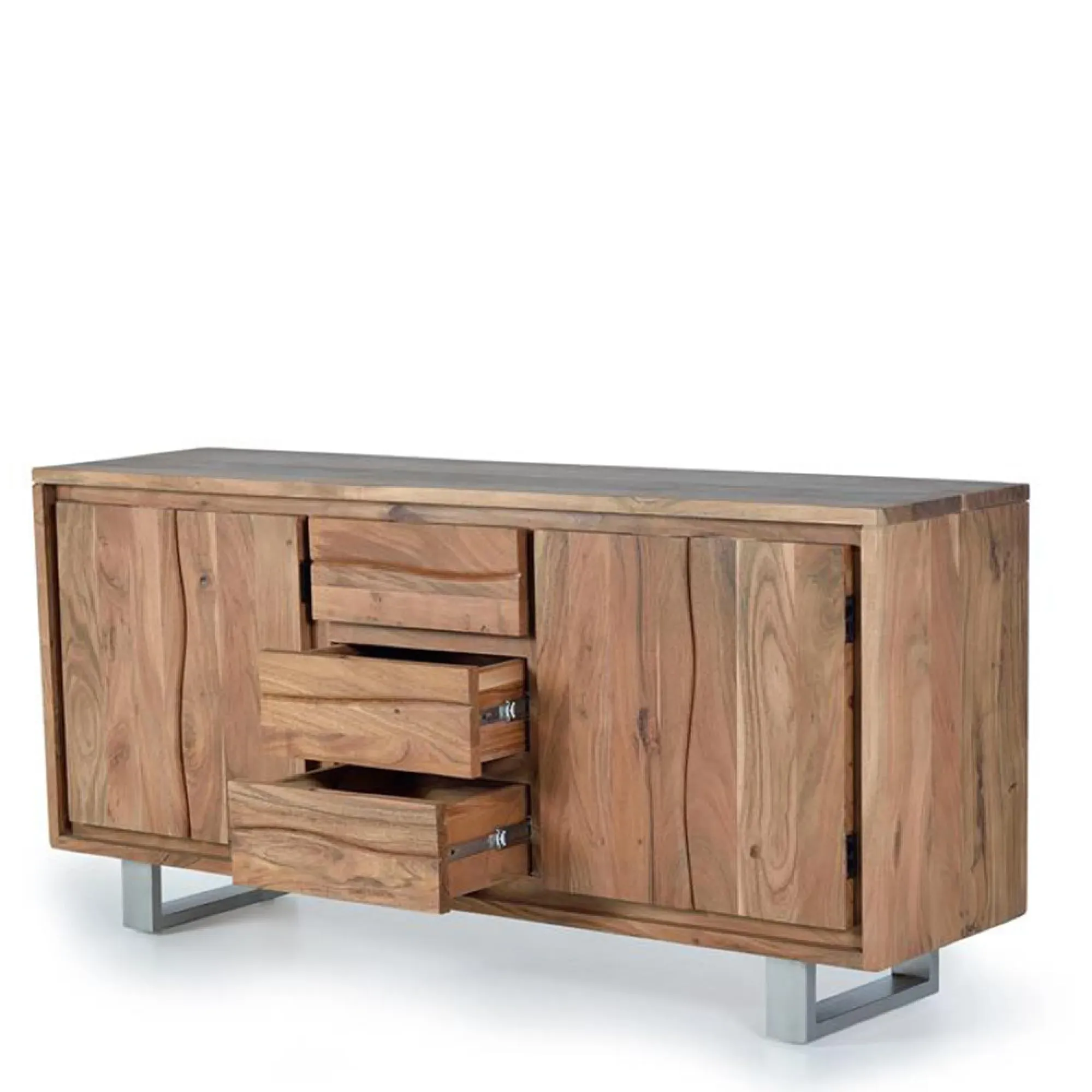 Monza 4 Door Large Sideboard - Natural, Acacia Wood