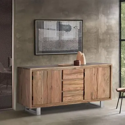Monza 4 Door Large Sideboard - Natural, Acacia Wood image