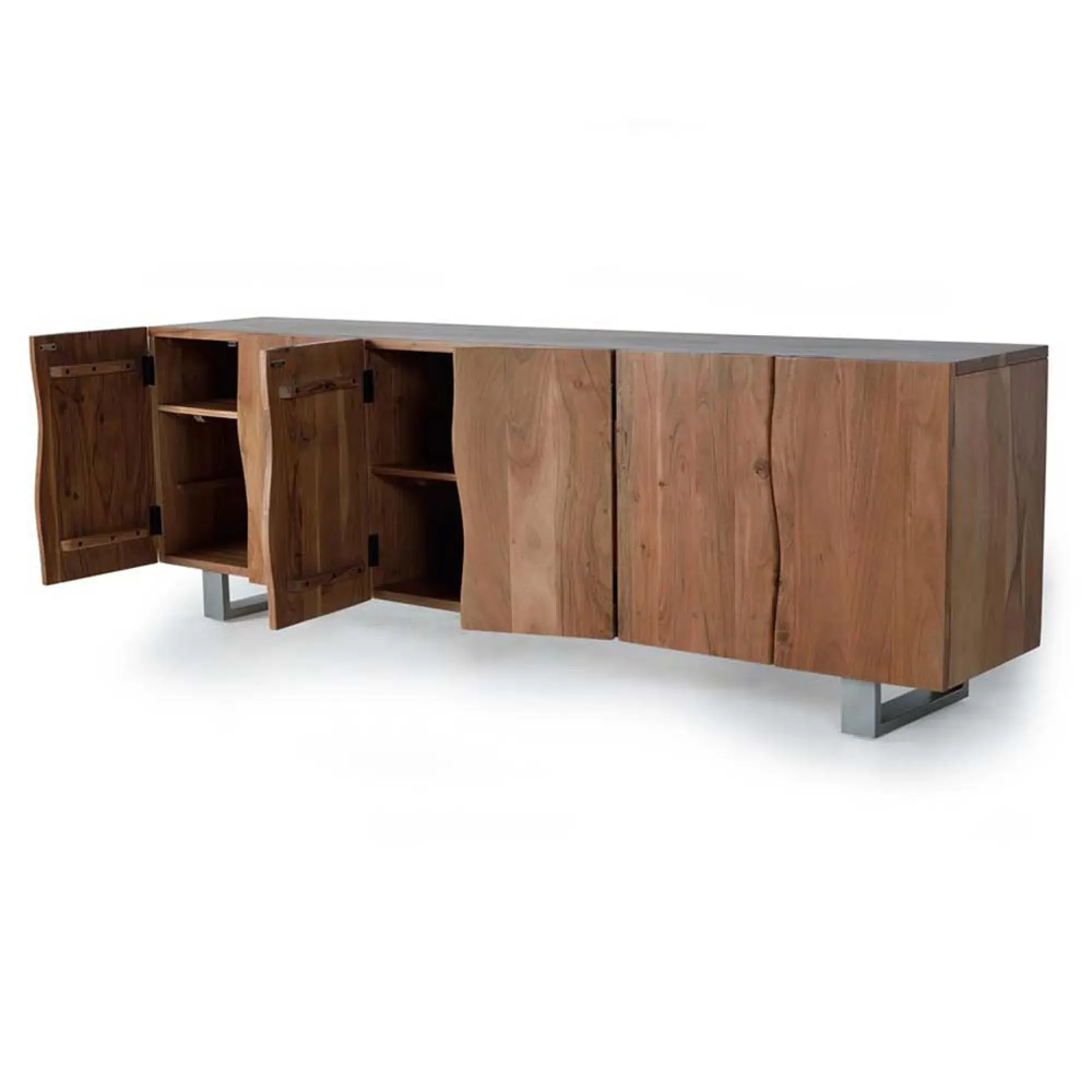 Monza 6 Door Extra Large Sideboard - Natural, Acacia Wood