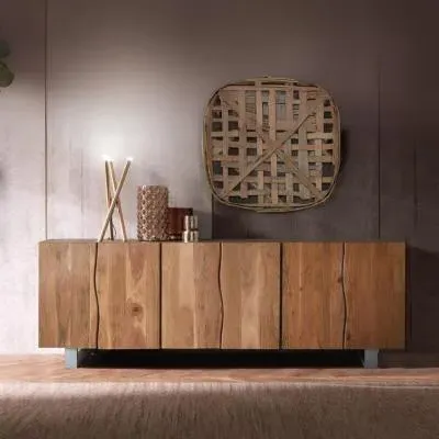 Monza 6 Door Extra Large Sideboard - Natural, Acacia Wood