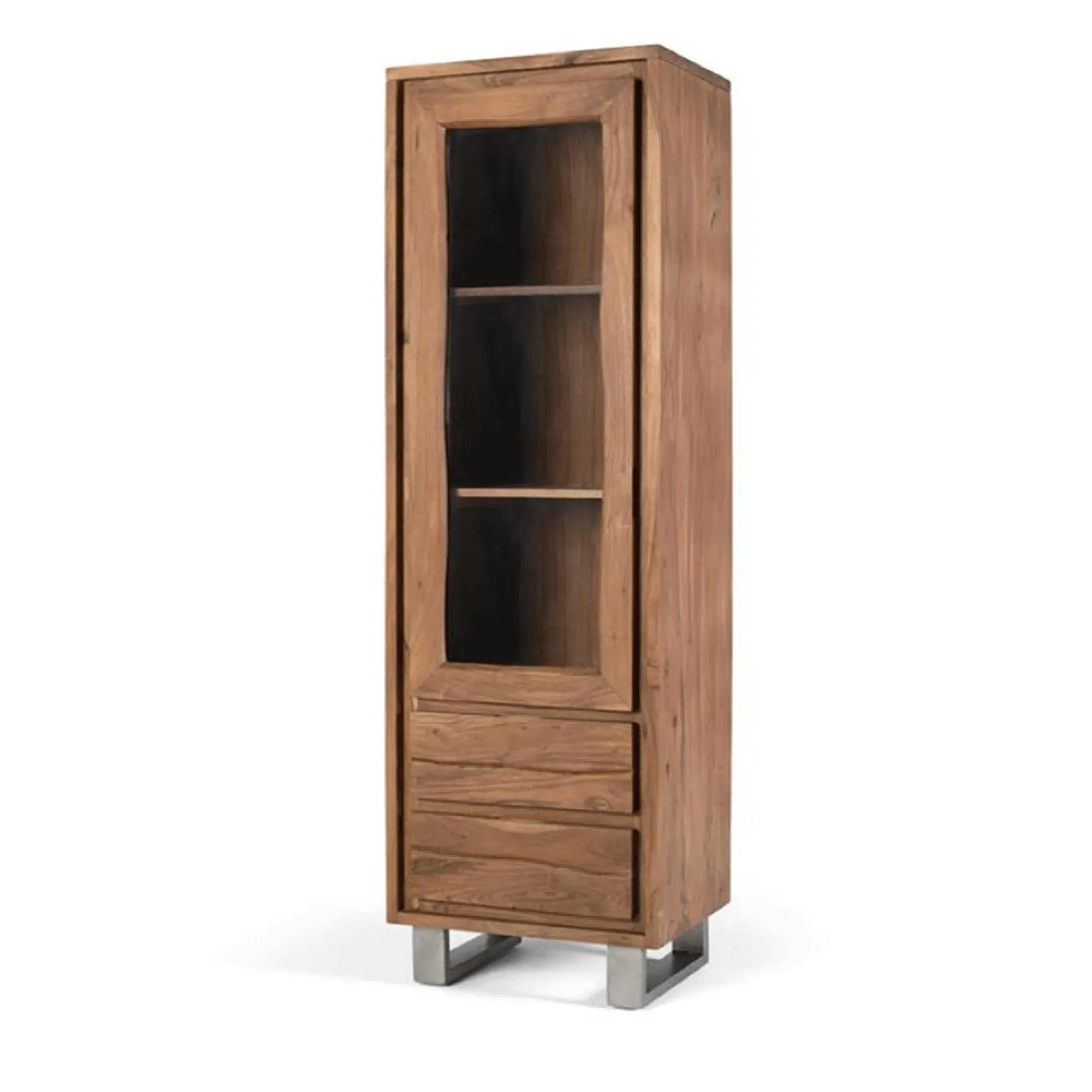 Monza Narrow Display Cabinet - Natural, Acacia Wood