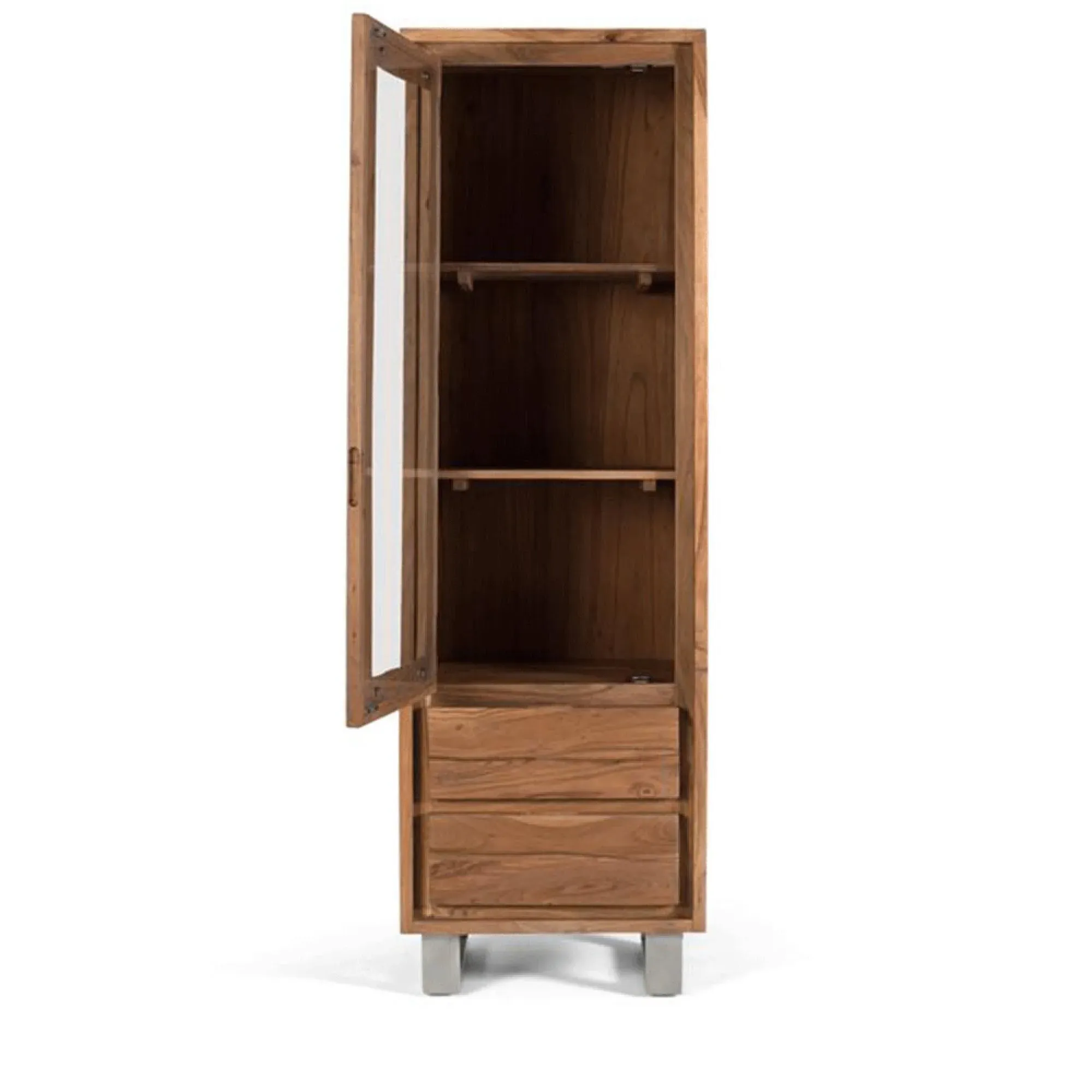 Monza Narrow Display Cabinet - Natural, Acacia Wood