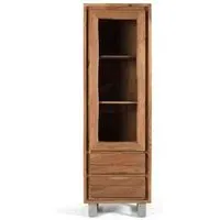 Monza Narrow Display Cabinet - Natural, Acacia Wood