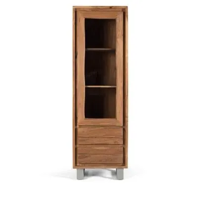 Monza Narrow Display Cabinet - Natural, Acacia Wood image