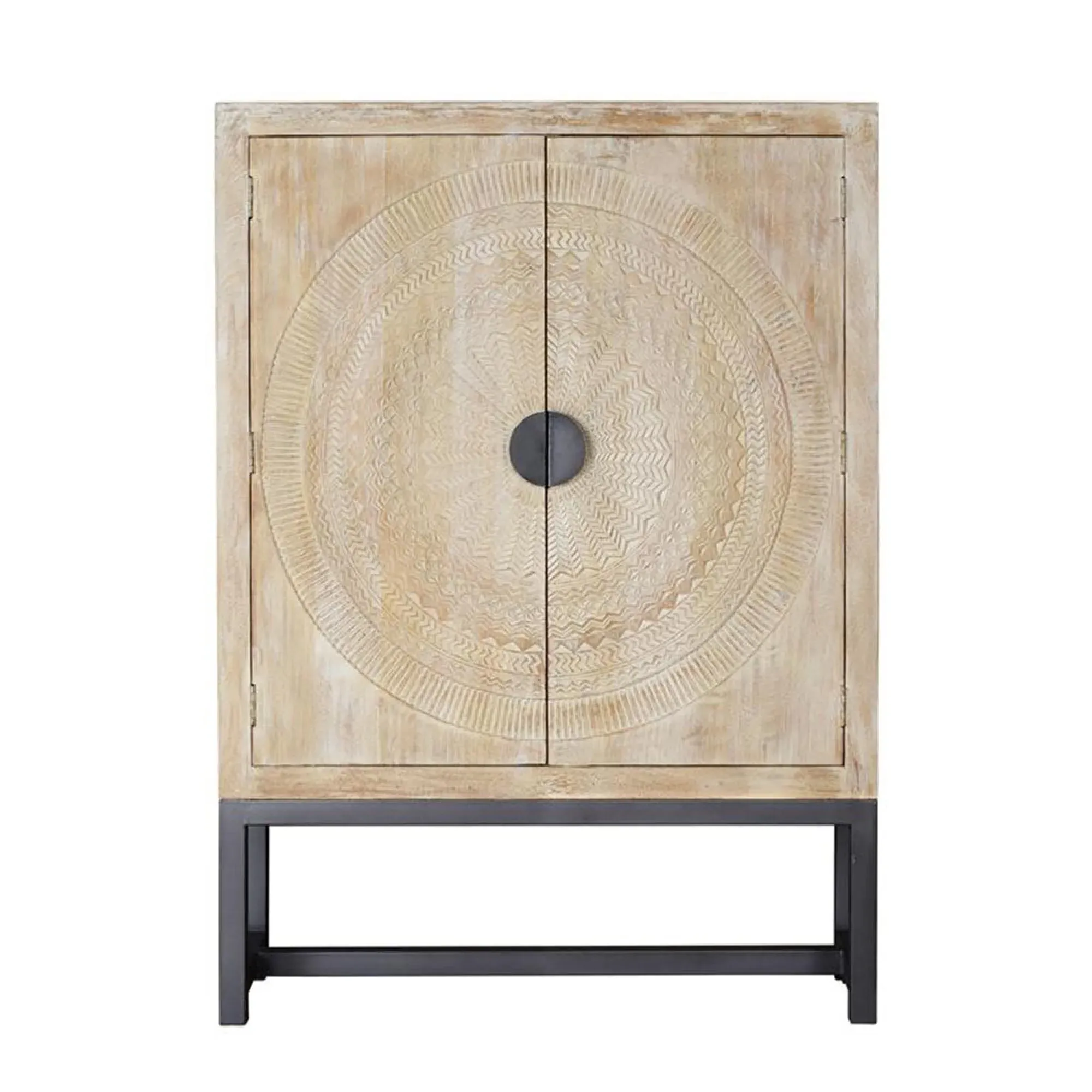 Nadia 2 Door Hall Cabinet - White, Mango Wood