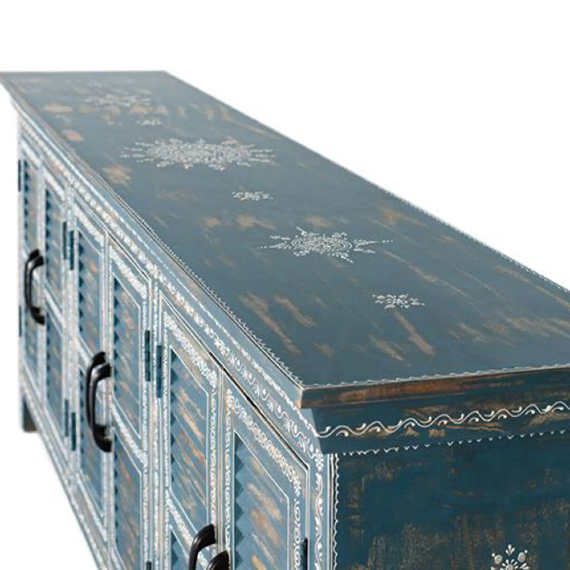 Naples 6 Door Extra Large Sideboard - Blue, Mango Wood