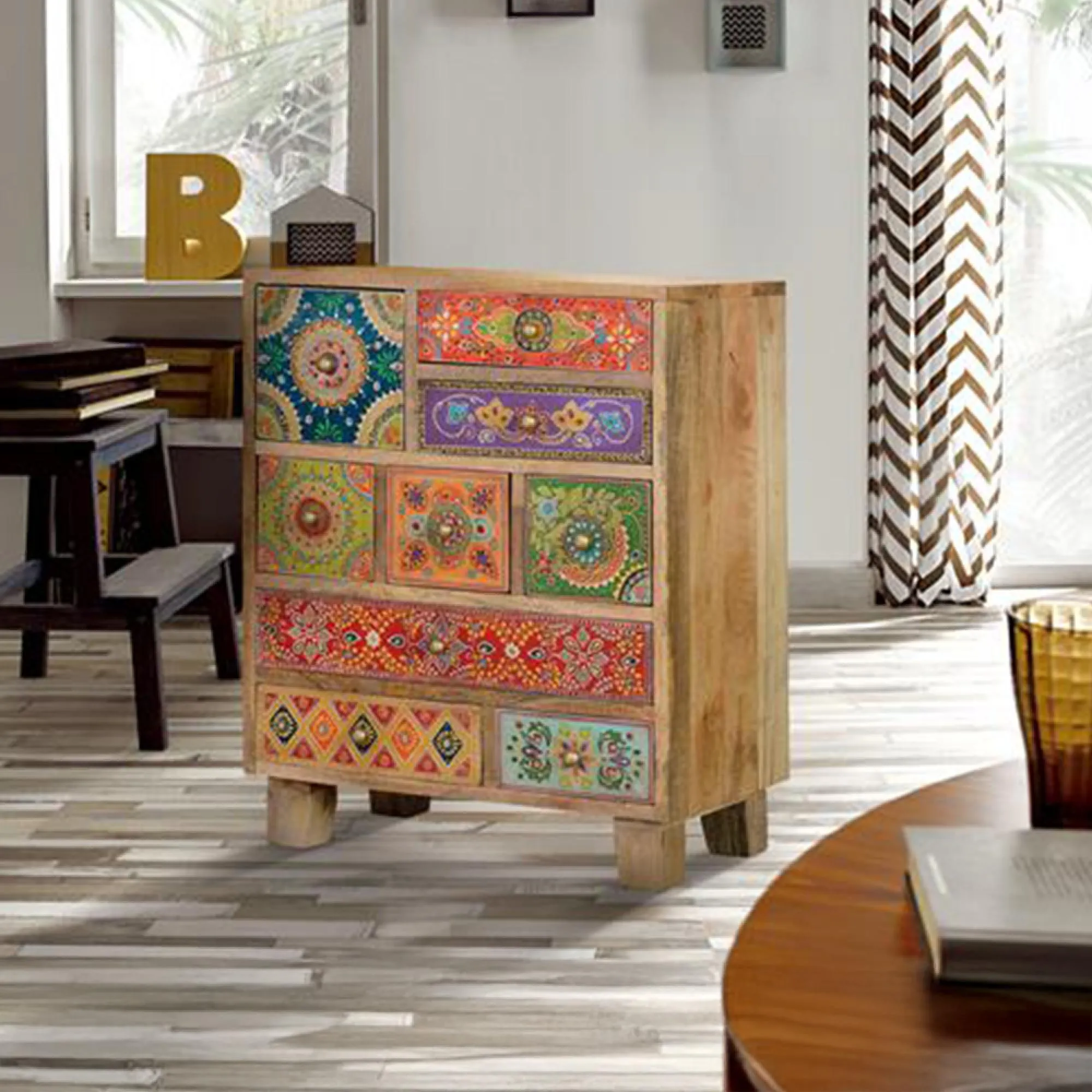 Narduzu Multi Drawer Chest - Natural, Mango Wood