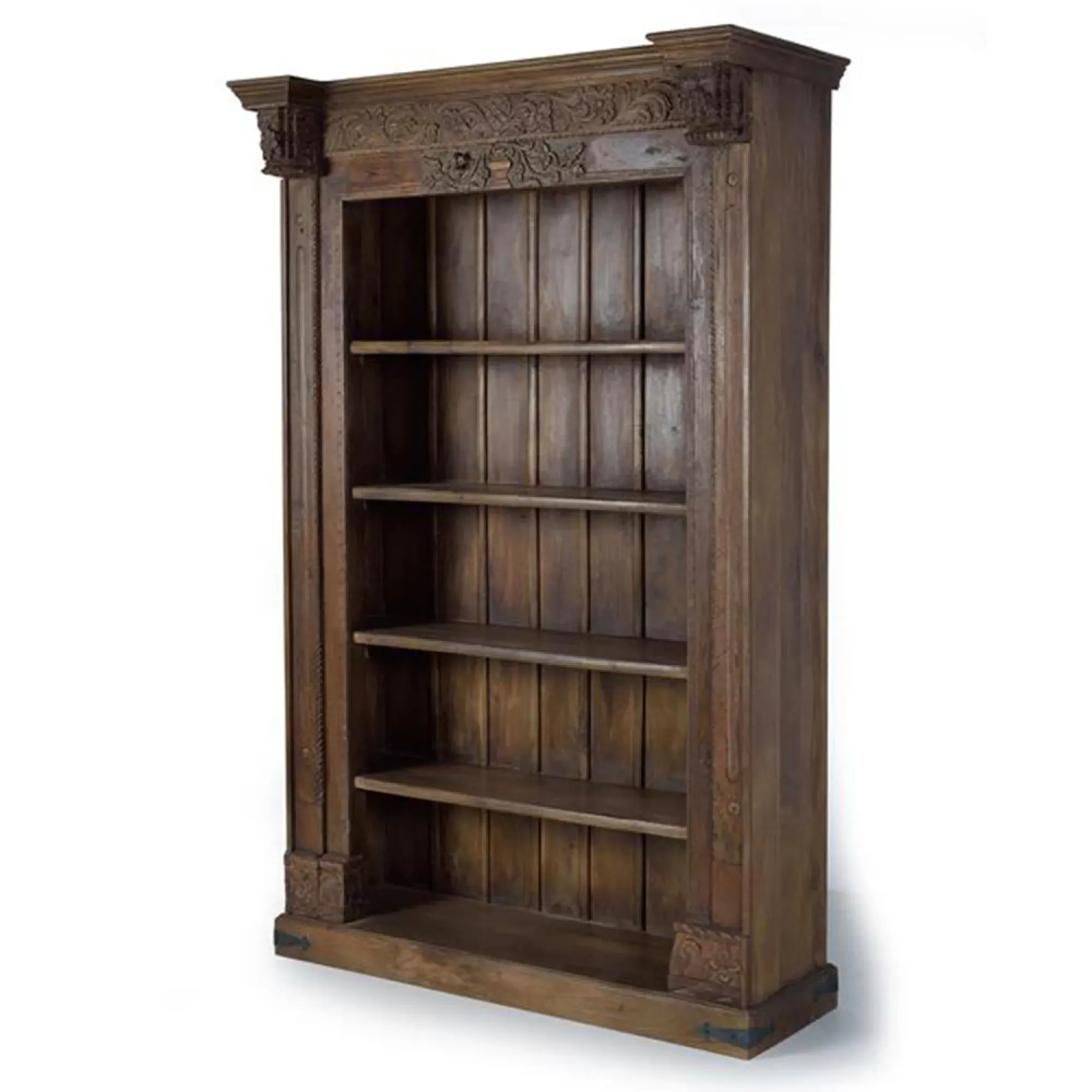 Naturita Carved Bookcase - Brown, Mango Wood