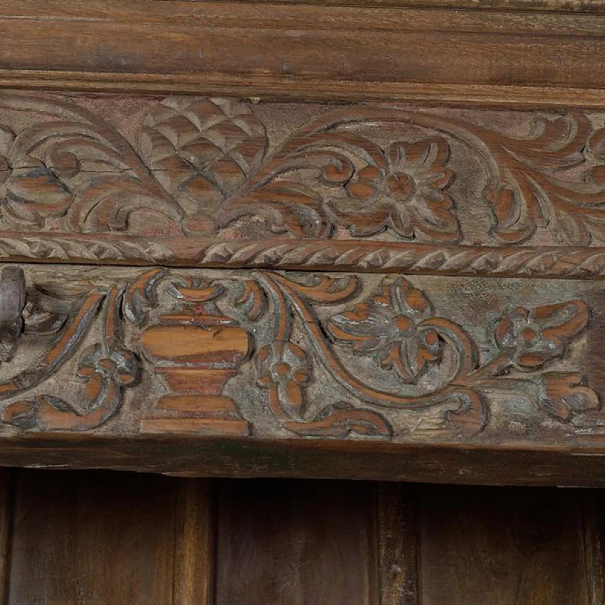 Naturita Carved Bookcase - Brown, Mango Wood