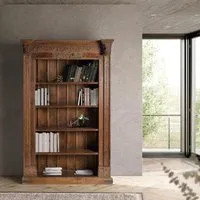 Naturita Carved Bookcase - Brown, Mango Wood