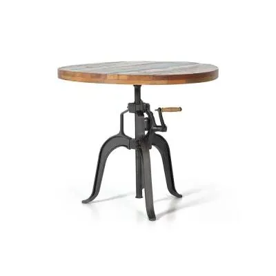 Negero Round Adjustable Coffee Table - Natural, Recycled Wood