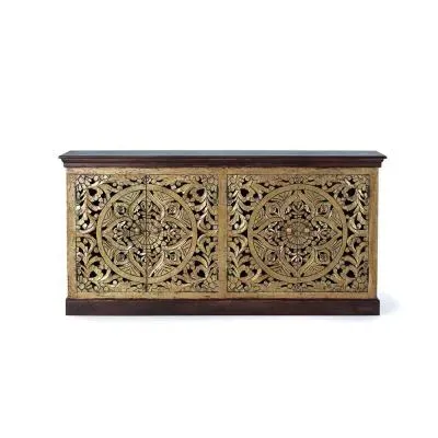 Nepravisht Carved 4 Door Sideboard - Mango Wood