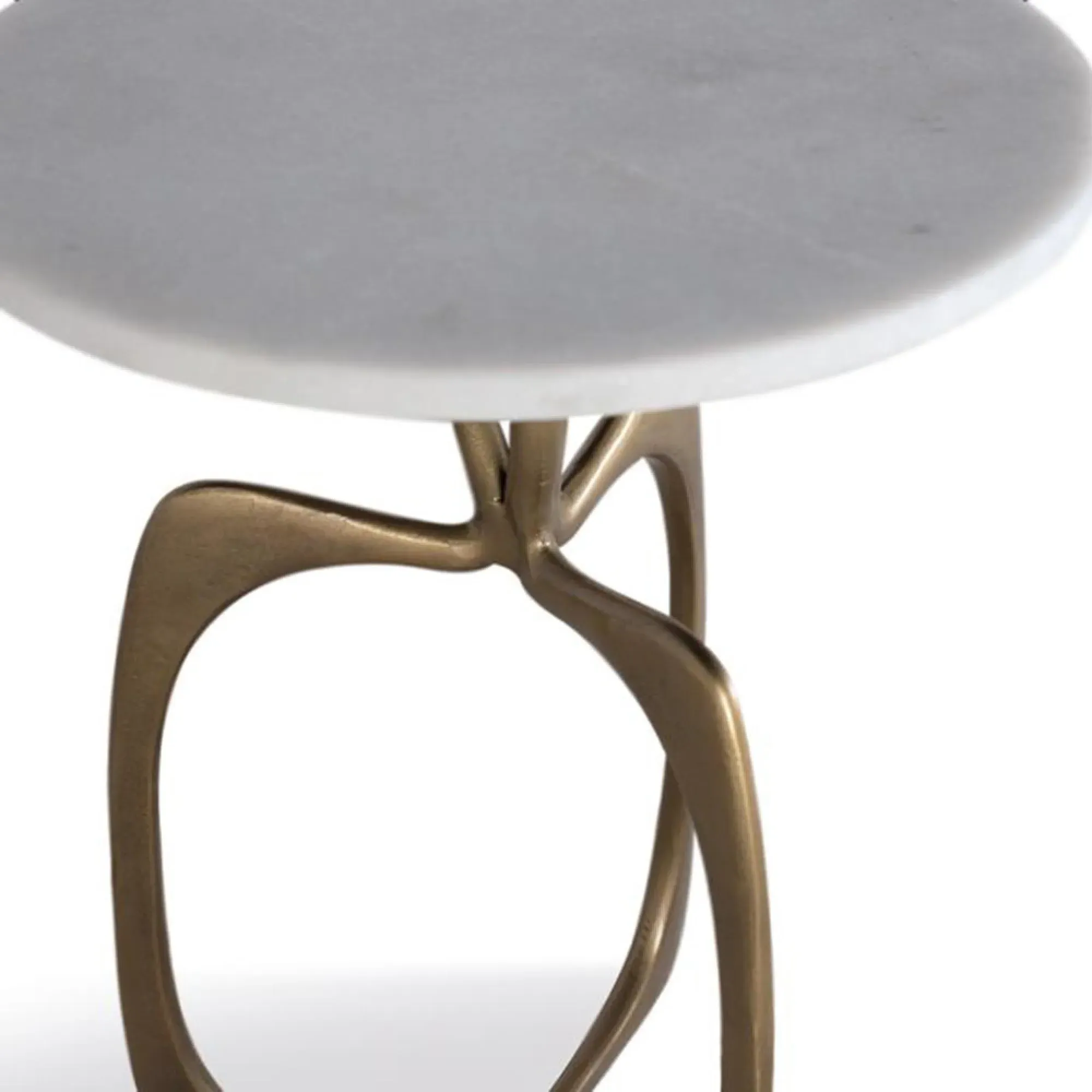 Newgale Round Side Table - White, Marble