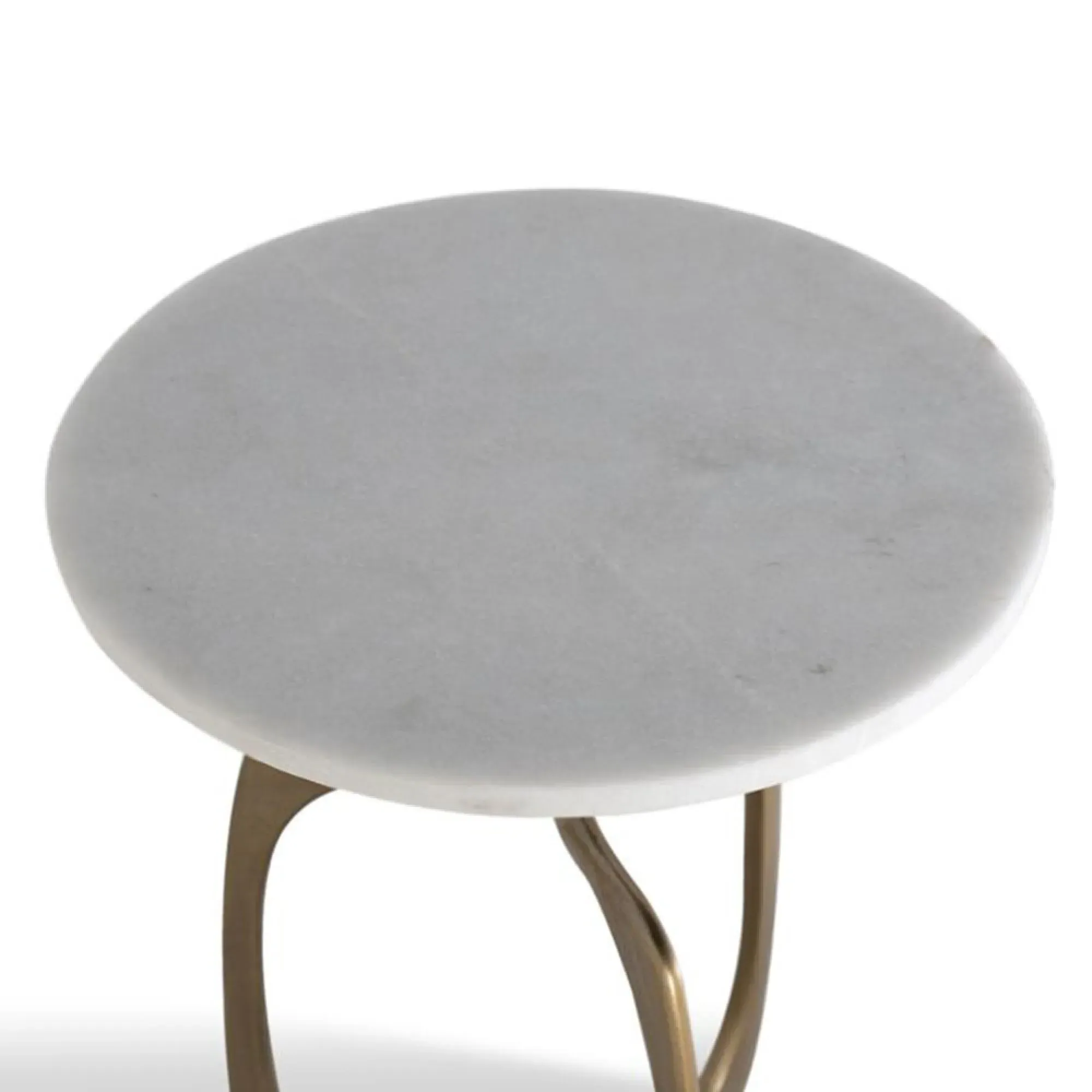 Newgale Round Side Table - White, Marble
