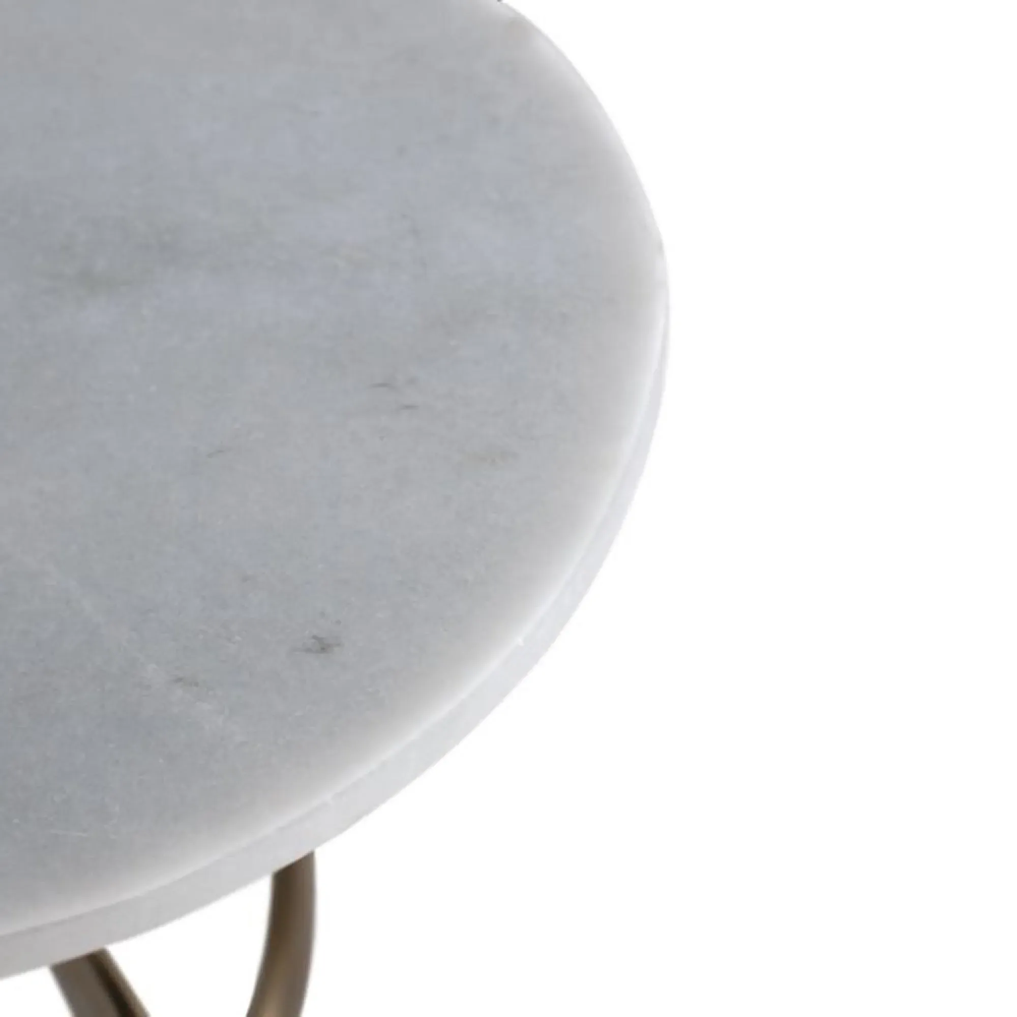 Newgale Round Side Table - White, Marble