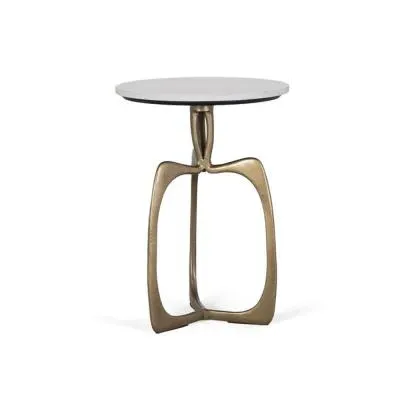 Newgale Round Side Table - White, Marble