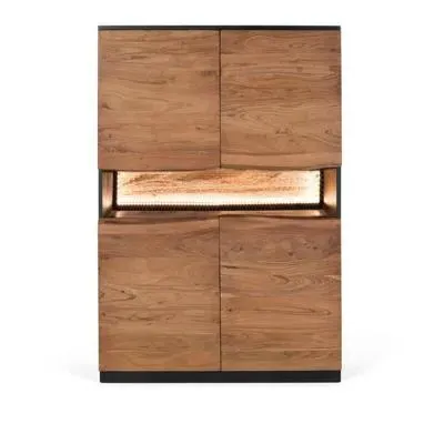 Niarada Acacia Wood 4 Door Tall Highboard - Natural image