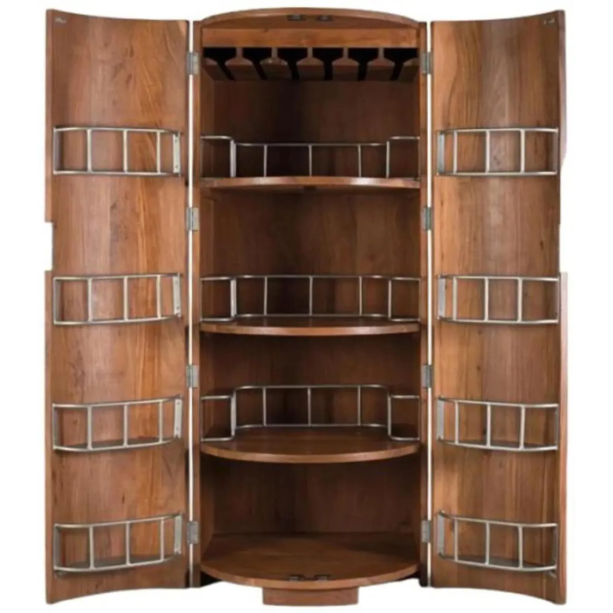 Niarada Curved 2 Door Bar Cabinet - Natural, Acacia Wood