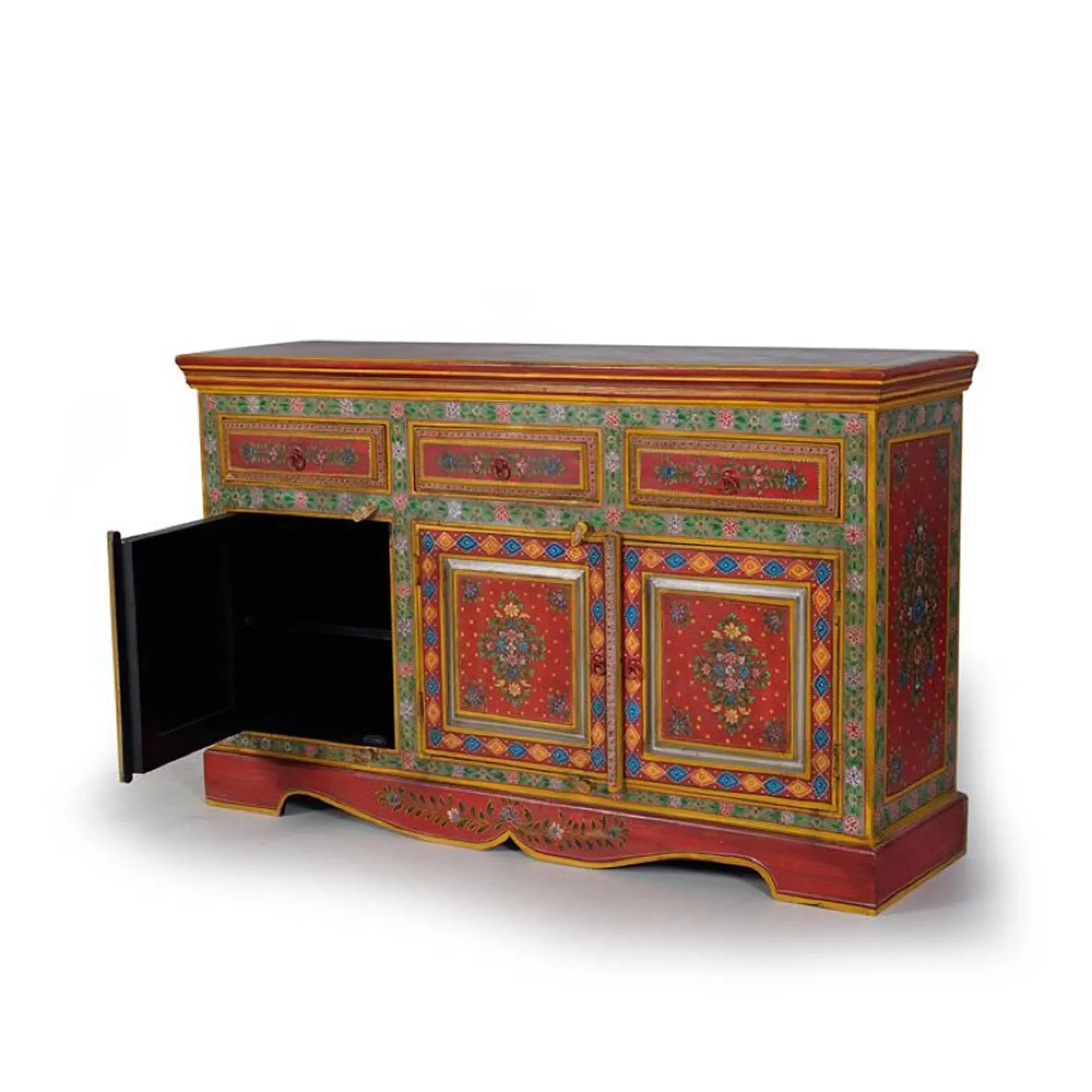 Nicolara 3 Door Medium Sideboard - Red, Mango Wood